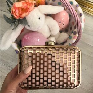 Evening clutch - rose gold and pink metal